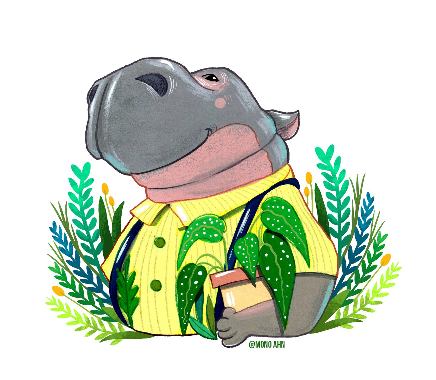 Plant Lover_Hippo_Vinyl stickers