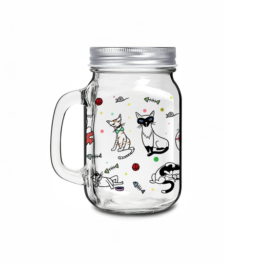 16oz mason Jar cup_Cat Lover