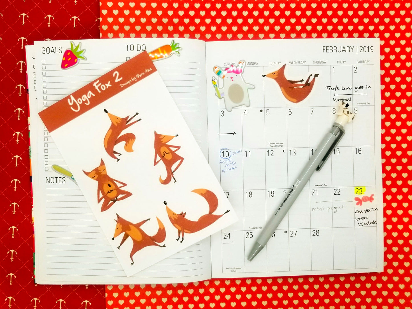 planner sticker-yoga fox series