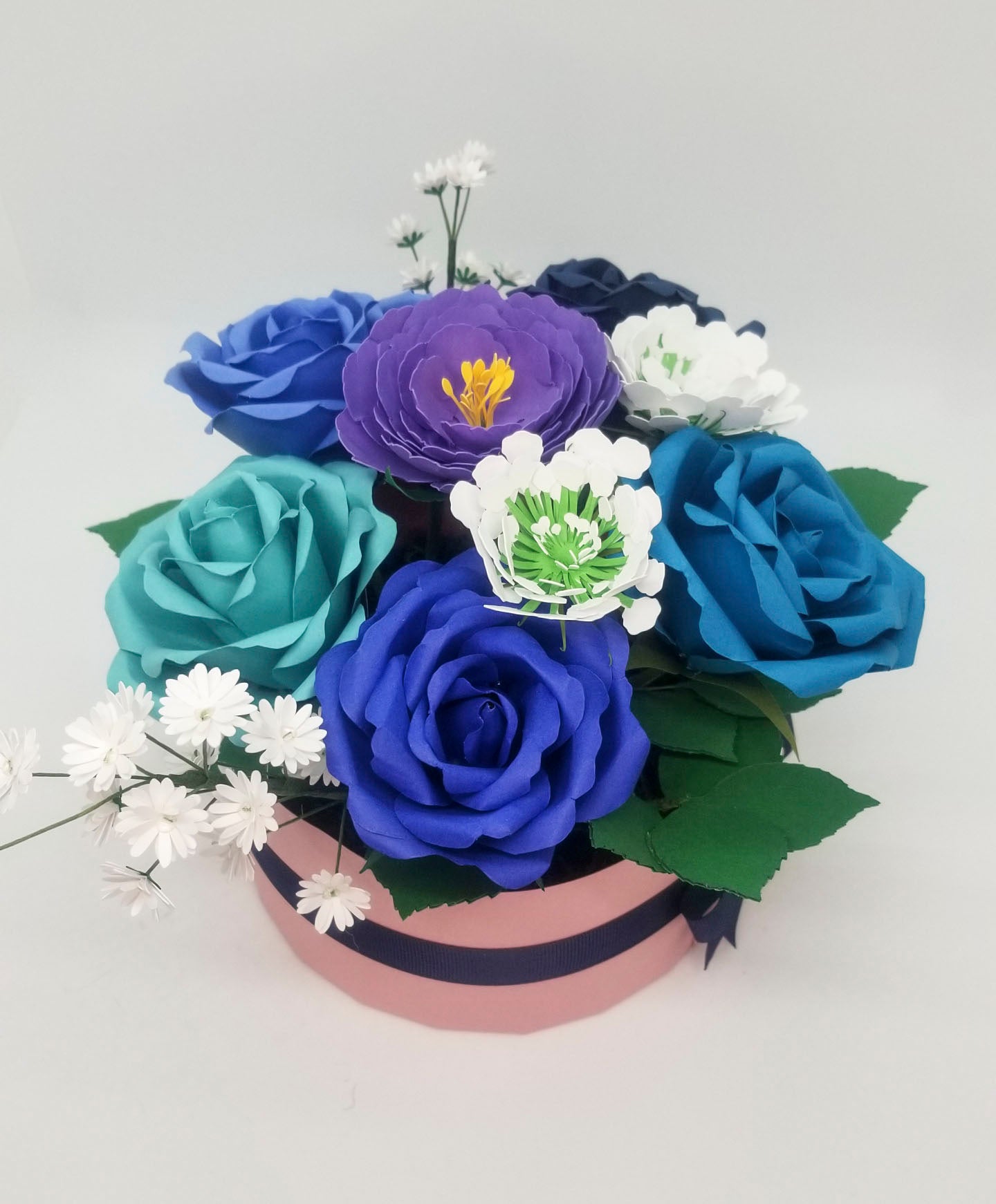 6" Round Box Paper Flower arrangement