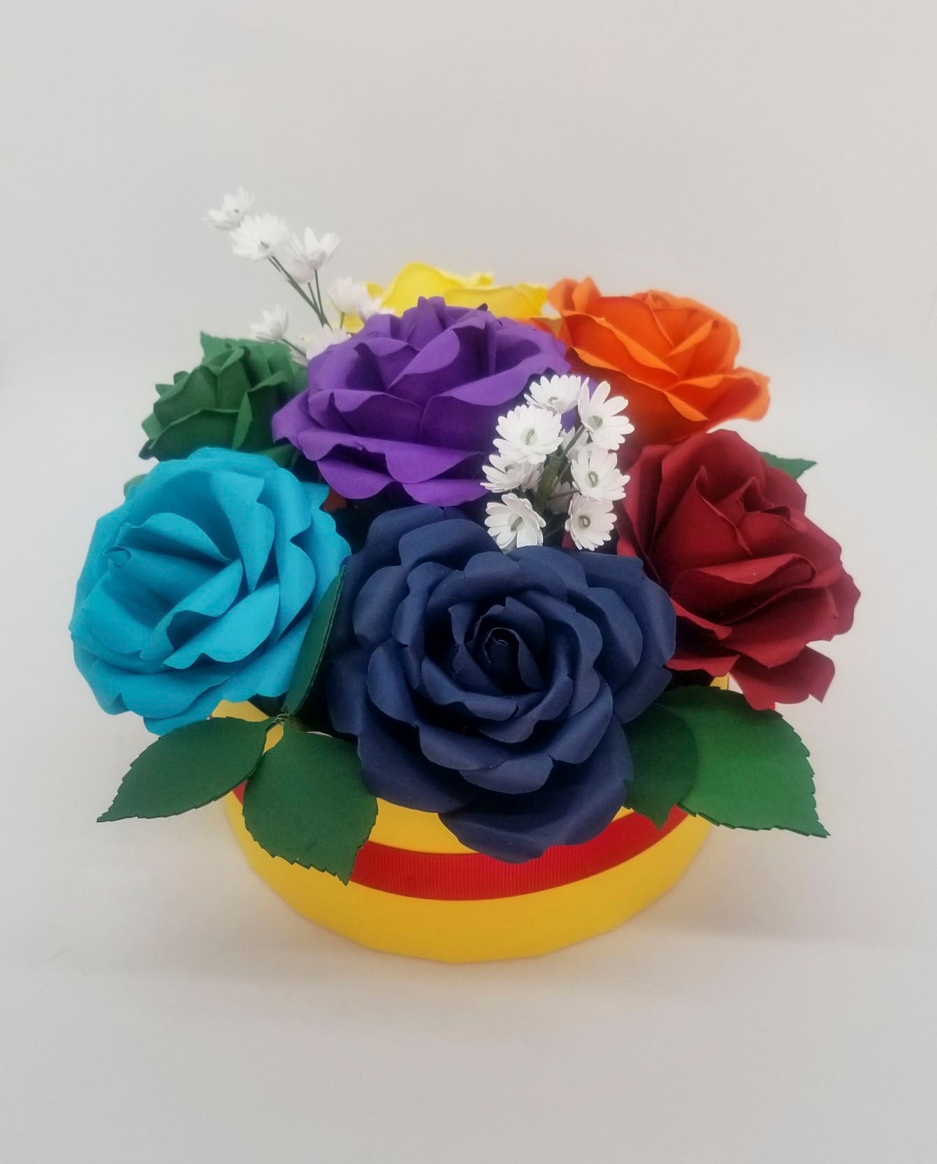 6" Round Box Paper Flower arrangement