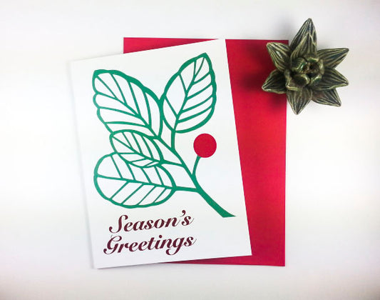 Greenery with 1 red fruit holiday card