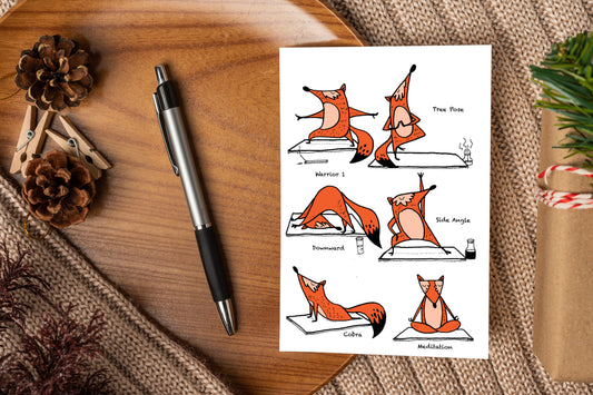 Yoga fox greeting card